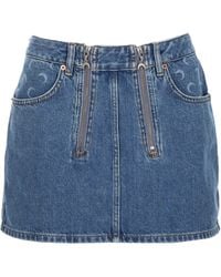 Marine Serre - High-Waisted Crescent Pattern Denim Mini Skirt - Lyst