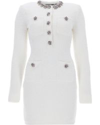 Self-Portrait - Crystal Trim Knit Mini Dress - Lyst