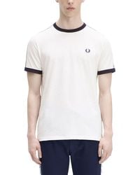 Fred Perry - Taped Ringer T-shirt M4620 Snow Xl - Lyst