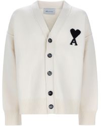 Ami Paris - Cardigan Con Logo - Lyst