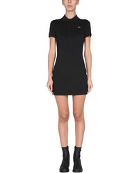 Lacoste L!ive Pole-style Stretch Cotton Piqué Dress With Logo - Black