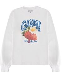 Ganni - T-Shirt Con Stampa "Strawberry" - Lyst