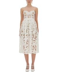 Self-Portrait - Embroidered Midi Dress With Spaghetti Straps - Lyst