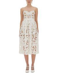 Self-Portrait - Embroidered Midi Dress With Bow - Lyst