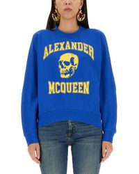 McQueen - Varsity Skull Logo Sweatshirt, Long Sleeves, , 100% Cotton - Lyst