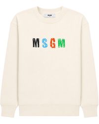 MSGM - Felpa Girocollo Con Stampa Logo - Lyst