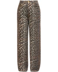 Ganni - "Lari" Jeans With Leopard Print - Lyst