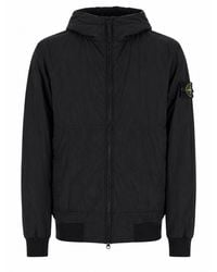 Stone Island - Giacca Bomber Con Patch Logo E Cappuccio - Lyst