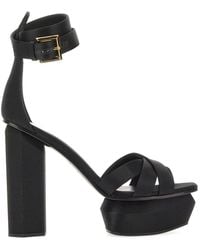 Balmain - Sandali neri in raso con cinturino alla caviglia regolabile - Lyst