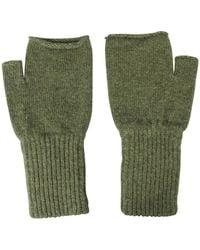 Margaret Howell Shetland Wool Felt Fingerless Gloves - Green