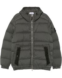 Stone Island - Quilted Hooded Down Jacket With Distinctive Patch Logo - Lyst