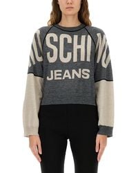 Moschino - Cropped Jersey With Inlaid Logo - Lyst