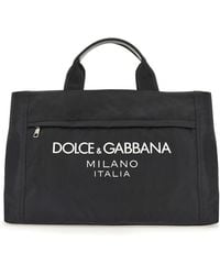 Dolce & Gabbana - Nylon Holdall With Rubberized Logo - Lyst