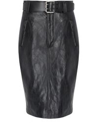 Saint Laurent - Gonna A Matita Con Cintura - Lyst