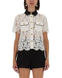 Self-Portrait - Lace Collar Top With Floral Detailing - Lyst