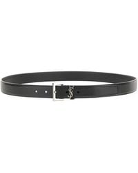 Saint Laurent - Leather Logo Belt - Lyst