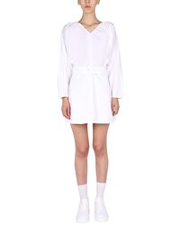 Patou - Solid V Neck Mini Dress - Lyst