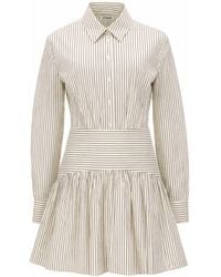 STAUD - Striped Cotton Shirt Dress Mini - Lyst