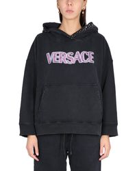 Versace - Cotton Sweatshirt With Studs - Lyst