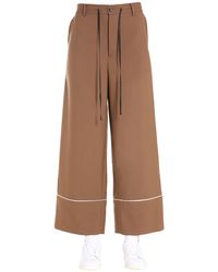 Marni PANTALONE AMPIO CROPPED CON PROFILI A CONTRASTO - Marrone