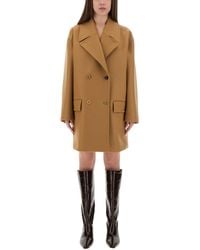 Moschino - Double-Breasted Wool Coat With Wide Lapel - Lyst