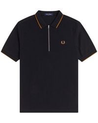 Fred Perry - Polo Con Zip E Logo - Lyst