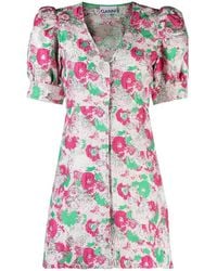 Ganni - 3D Jacquard Mini Dress - Lyst