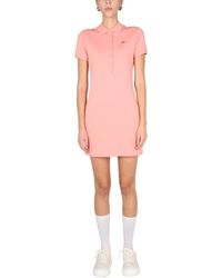 Lacoste L!ive Pole-style Stretch Cotton Piqué Dress With Logo - Pink