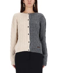 Moschino - Two-Tone Cable-Knit Sweater With Reversible Design - Lyst