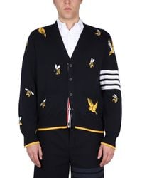 Thom Browne - Cardigan Con Intarsi Birds And Bees - Lyst