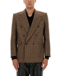Saint Laurent - Prince Of Wales Wool Jacket - Lyst