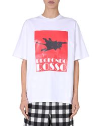 MSGM - Graphic Crew Neck T-Shirt - Lyst