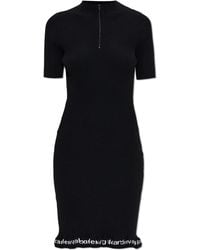 T By Alexander Wang - Ribbed Midi Dress, With Zip Detail - Lyst