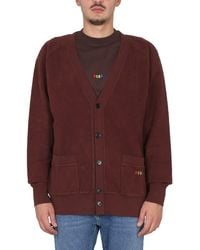 MSGM - V-Neck Cardigan With Embroidered Logo Detail - Lyst