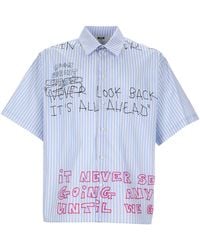MSGM - Cotton Graphic Shirt (Size 40) - Lyst