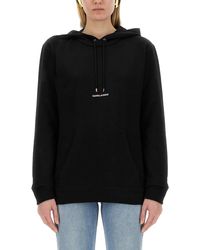 Saint Laurent - Logo Cotton Hoodie - Lyst