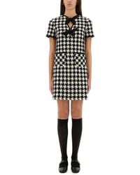 Valentino - Embroidered Damier Light Tweed Short Dress - Lyst