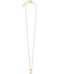 Saint Laurent - Cassandre Mini Brass Necklace - Lyst