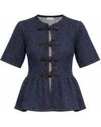 Ganni - Peplum Blouse Organic Cotton - Lyst