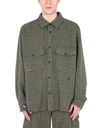 MSGM - CAMICIA PIED DE POULE IN LANA CON LOGO - Lyst