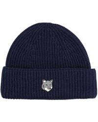 Maison Kitsuné - Beanie With Fox Patch - Lyst