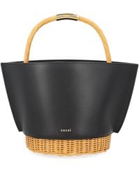 Sacai - "Leather X Rattan Bucket" Bag - Lyst