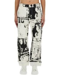 McQueen - Regular Fit Workwear Jeans With Fold Print - Lyst