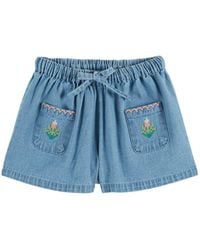 Emile Et Ida - Bermuda Denim Brode Rose - Lyst