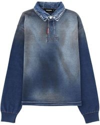 DSquared² - Polo Shirt With Denim Effect Cotton - Lyst