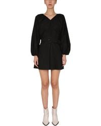 Patou - Solid V Neck Mini Dress - Lyst