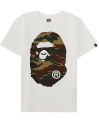 A Bathing Ape - T-Shirt Con Logo "Big Ape" E Stampa Mimetica - Lyst