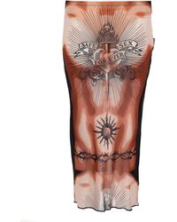 Jean Paul Gaultier - Printed Midi Skirt - Lyst
