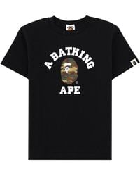 A Bathing Ape - T-Shirt Con Logo E Stampa Mimetica - Lyst
