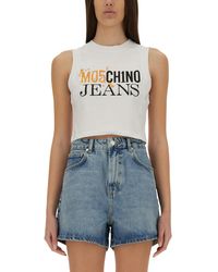 Moschino - Top Cropped Con Logo - Lyst